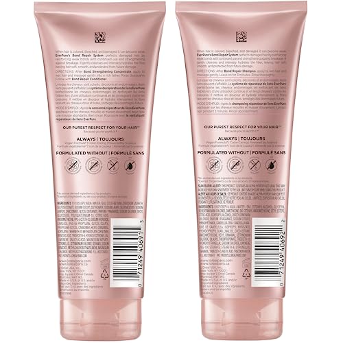 L’Oréal Paris, Bond Repair Shampoo and Conditioner, Strengthens & Repairs Weak Hair in 1 Use with System, Sulfate Free & Vegan, EverPure, 2.13 oz (1 kit)