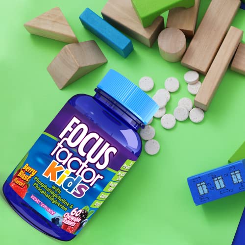 Focus Factor Kids Complete Daily Chewable Vitamins Multivitamin & Neuro Nutrient (Brain Function) w/Vitamin B12, C, D3-60 Count