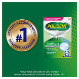 Polident 3-Minute Antibacterial Denture Cleanser - Mint, 3 Minute Whitening, 120 Count