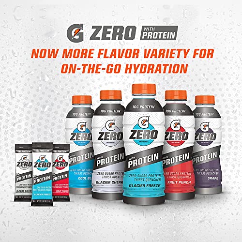 Gatorade Zero With Protein, 10g Whey Protein Isolate, Zero Sugar, vegetarian, Liquid Electrolytes, Cool Blue, 16.9 Fl Oz Bottle, 12 Pack