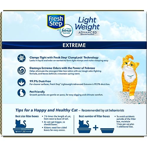 Fresh Step Lightweight Clumping Cat Litter, Advanced, Extreme Odor, Extra Large, 25 Pounds total, (2 Pack of 12.5lb Boxes)