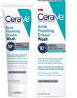 CeraVe Acne Foaming Cream Wash | Face and Body Acne Wash with Benzoyl Peroxide 10% Maximum Strength | Fragrance Free | 5 Oz