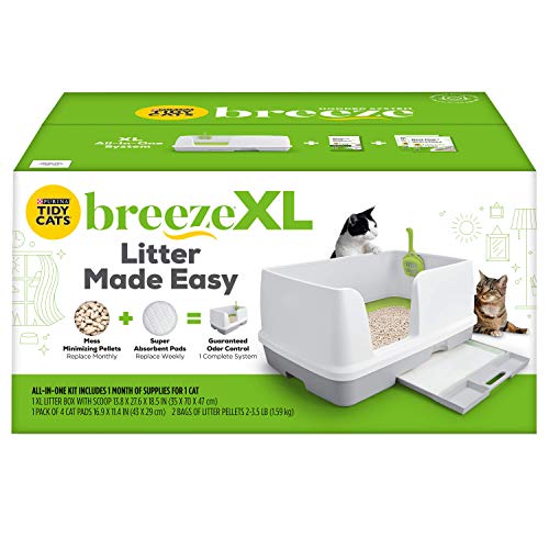 Purina Tidy Cats Non Clumping Litter System, Breeze XL All-in-One Odor Control & Easy Clean Multi Cat Box