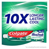 Colgate Max Fresh Whitening Toothpaste with Mini Strips, Clean Mint Toothpaste for Bad Breath, Helps Fight Cavities, Whitens Teeth, and Freshens Breath, 4 Pack, 6.3 Oz Tubes