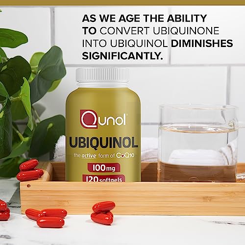 Ubiquinol CoQ10 100mg Softgels, Qunol Ubiquinol - Active form Of Coenzyme Q10, Antioxidant For Heart Health, Healthy Blood Pressure Levels, Beneficial To Statin Users, 4 Month Supply - 120 Count