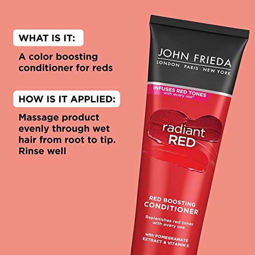 John Frieda Radiant Red Red Boosting Conditioner, 8.3 Ounce Daily Conditioner, with Pomegranate and Vitamin E, Helps Replenish Red Hair Tones