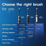 Oral-B iO Series 3 Limited Rechargeable Electric Powered Toothbrush, Black with 2 Brush Heads and Travel Case - Visible Pressure Sensor to Protect Gums - 3 Modes - 2 Minute Timer