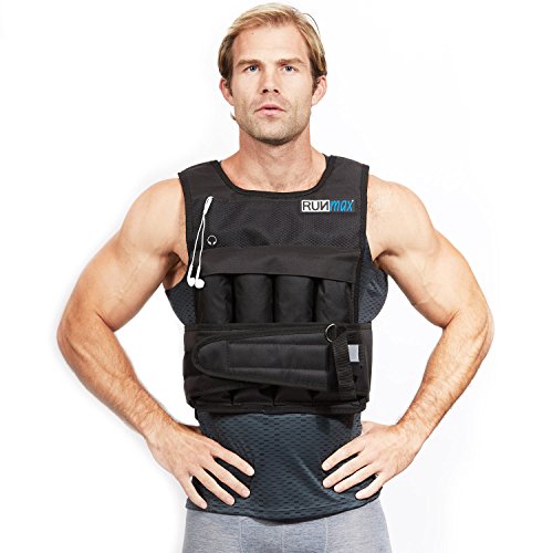 RUNmax 12lb-140lb Weighted Vest (Without Shoulder Pads, 40lb), Black