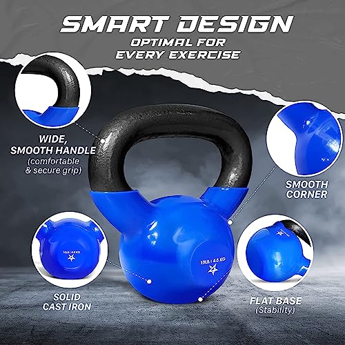 Yes4All Vinyl Coated Kettlebell Weights Set – Great for Full Body Workout and Strength Training – Vinyl Kettlebell 15 lbs