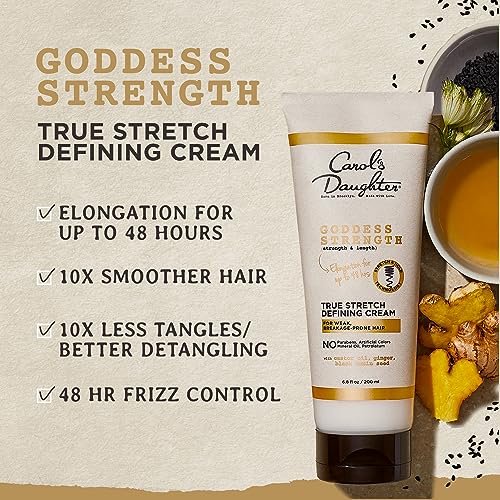 Carols Daughter Goddess Strength True Stretch Defining Hair Cream with Castor Oil, Moisturizing Hair Care to Define Curly Hair for Up To 48HR, 6.8 Fl Oz