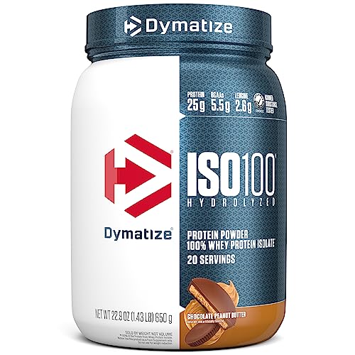 Dymatize ISO100 Hydrolyzed Protein Powder, 100% Whey Isolate Protein, 25g of Protein, 5.5g BCAAs, Gluten Free, Fast Absorbing, Easy Digesting, Strawberry, 20 Servings