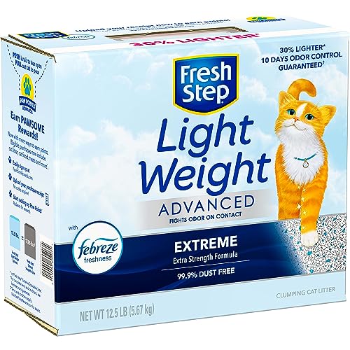 Fresh Step Lightweight Clumping Cat Litter, Advanced, Extreme Odor, Extra Large, 25 Pounds total, (2 Pack of 12.5lb Boxes)