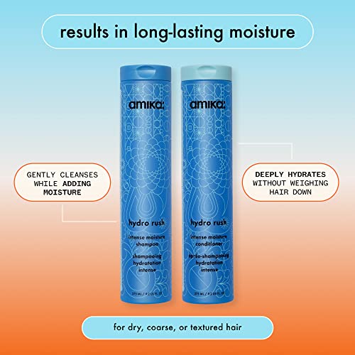 amika hydro rush intense moisture conditioner with hyaluronic acid, 275ml