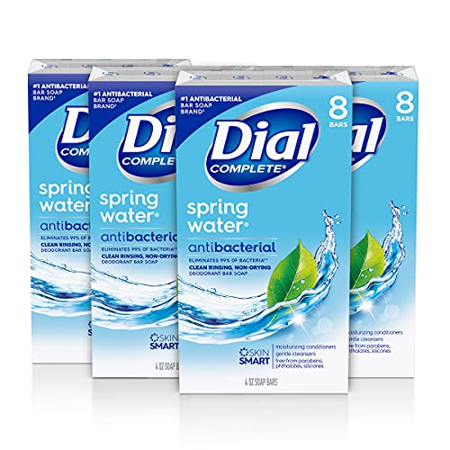 Dial Antibacterial Bar Soap, Spring Water, 32 Bars, 8 Count (Pack of 4)