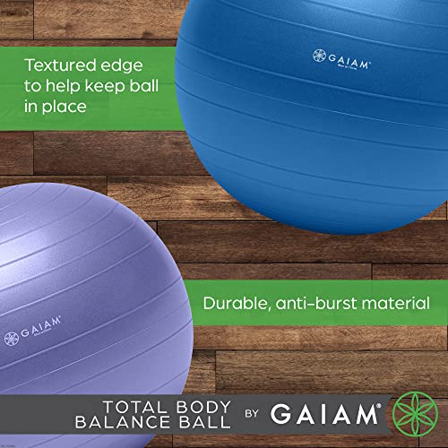 Gaiam 05-51982 Total Body Balance Ball Kit - Includes 65cm Anti-Burst Stability Exercise Yoga Ball, Air Pump & Workout Video - Green