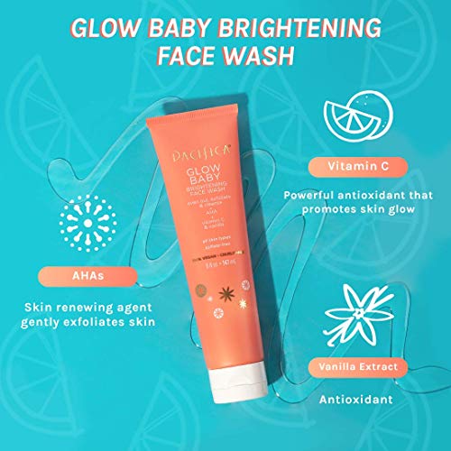 Pacifica Beauty Glow Baby Brightening Daily Face Cleanser | Exfoliate and Cleanse | Vitamin C, AHA, Vanilla | For All Skin Types | Sulfate and Paraben Free | Vegan and Cruelty Free | Clean Skin Care