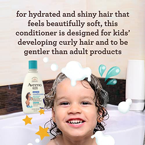 Aveeno Kids Curly Hair Conditioner With Oat Extract & Shea Butter, Gently Nourishes & Hydrates for Defined Curls, Tear-Free & Suitable for Sensitive Skin, Hypoallergenic, 12 fl. Oz