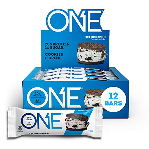 ONE Protein Bars, Blueberry Cobbler, Gluten Free Protein Bars with 20g Protein and only 1g Sugar, Guilt-Free Snacking for High Protein Diets, 2.12 oz (12 Count)