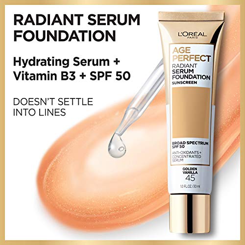 L’Oréal Paris Age Perfect Radiant Serum Foundation with SPF 50, Cream Beige, 1 Ounce