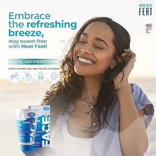 Neat Feat 3B Face Saver Antiperspirant Gel for Facial Perspiration & Shine, White and Blue, 1.76 Fl Oz