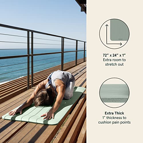 Retrospec Solana Yoga Mat 1" Thick w/Nylon Strap for Men & Women - Non Slip Exercise Mat for Home Yoga, Pilates, Stretching, Floor & Fitness Workouts, Blue Mist