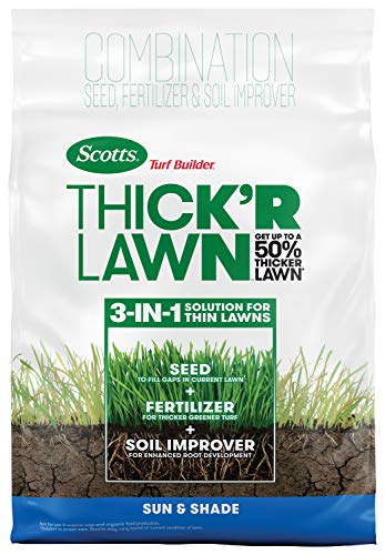 Scotts Turf Builder THICK'R LAWN Grass Seed, Fertilizer, and Soil Improver for Sun & Shade, 4,000 sq. ft., 40 lbs.