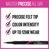 Maybelline Eyestudio Master Precise All Day Waterproof Liquid Eyeliner Makeup, Black, 2 Count