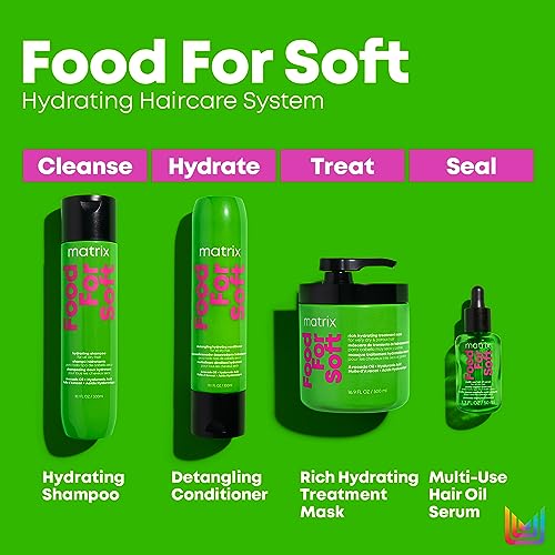 Matrix Food For Soft Shampoo | Hydrating Shampoo for Dry & Brittle Hair | Moisturizes, Softens, & Smooths | With Avocado Oil & Hyaluronic Acid | Suitable for Color Treated Hair | 10.1 Fl. Oz. | Vegan