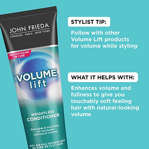 John Frieda Volume Lift Lightweight Conditioner for Natural Fullness, 8.45 Ounces, Safe for Colour-Treated Hair, Volumizing Conditioner for Fine or Flat Hair