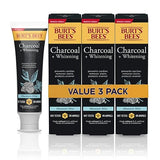 Burt’s Bees Toothpaste, Natural Flavor, Charcoal with Fluoride Toothpaste, Mountain Mint, 3 x 4.7oz