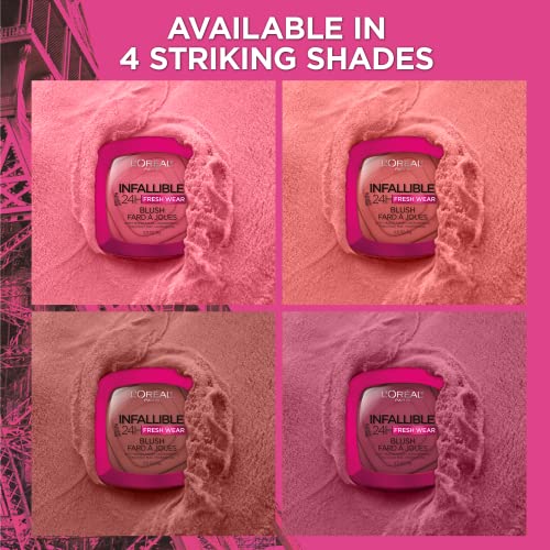 LOreal Paris Infallible Up to 24H Fresh Wear Soft Matte Blush, Blendable, Long-Lasting and Waterproof Cheek Make Up, Confident Pink 10, 0.31 Oz