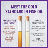 New Chapter Wholemega Fish Oil Supplement - Wild Alaskan Salmon Oil with Omega-3 + Vitamin D3 + Astaxanthin + Sustainably Caught - 120 ct, 1000mg Softgels