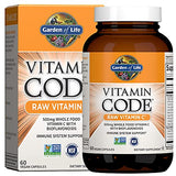 Garden of Life Whole Food Vitamin C Code Raw Capsules, 500mg, Fruit & Veggie Blend, Probiotics Supplements for Adults, Vegan, Gluten Free, Orange, 60 Count