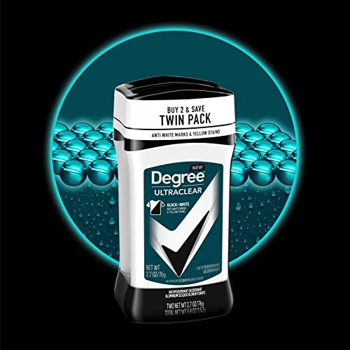 Degree Men UltraClear Antiperspirant Deodorant Black+White 2 Count 72-Hour Sweat & Odor Protection Antiperspirant For Men With MotionSense Technology 2.7 oz