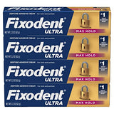 Fixodent Ultra Max Hold Secure Denture Adhesive Cream for Full and Partial Denture Wearers, 2.2oz (Pack of 4)