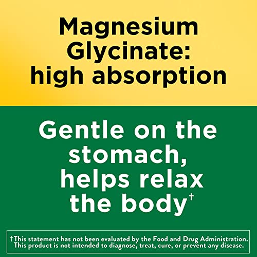 Nature Made Magnesium Glycinate 200 mg per Serving, Dietary Supplement for Muscle, Heart, Nerve and Bone Support, 60 Capsules, 30 Day Supply