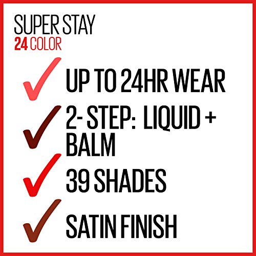 Maybelline New York Super Stay 24, 2-Step Liquid Lipstick Makeup, Long Lasting Highly Pigmented Color with Moisturizing Balm, Blush On, Pink, 1 Count