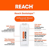 Reach Dentotape Waxed Dental Floss Bundle | Effective Plaque Removal, Extra Wide Cleaning Surface | Shred Resistance & Tension, Slides Smoothly & Easily, PFAS FREE | Unflavored, 100 YD, 6pk