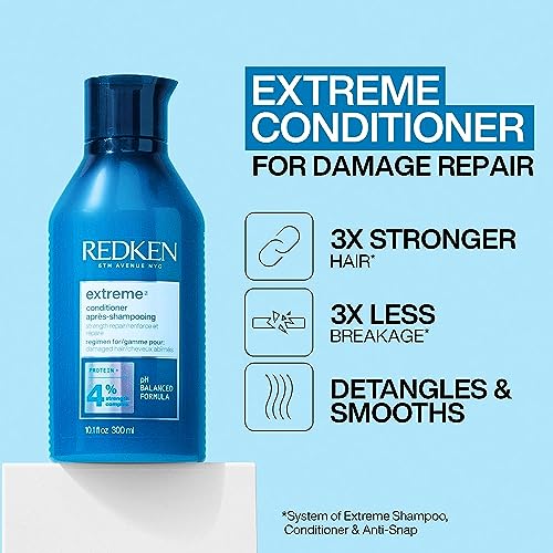 Redken Extreme Conditioner | Anti-Breakage & Protection for Damaged Hair | Strengthen and Fortify Hair | Infused With Proteins | For Weak, Brittle Hair | 10.1 Fl Oz