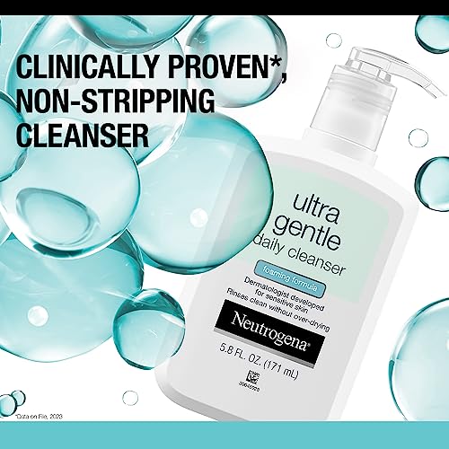 Neutrogena Ultra Gentle Foaming Facial Cleanser, Hydrating Face Wash for Sensitive Skin, Gently Cleanses Face Without Over Drying, Oil-Free, Soap-Free, 5.8 fl. oz