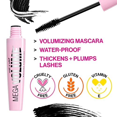 Wet n Wild Mega Volume Waterproof Mascara, Very Black, 0.21 Ounce,C157A