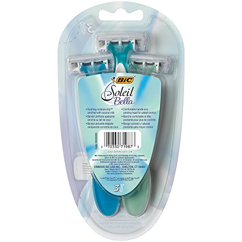 BIC Soleil Comfort Disposable Razors for Women, Sensitive Skin Razor with Aloe Vera and Vitamin E Lubricating Strip and 4 Blades, 10 Piece Razor Set