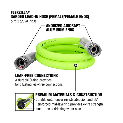 Flexzilla Garden Hose 5/8 in. x 25 ft, Heavy Duty, Lightweight, Drinking Water Safe, ZillaGreen - HFZG525YW-E