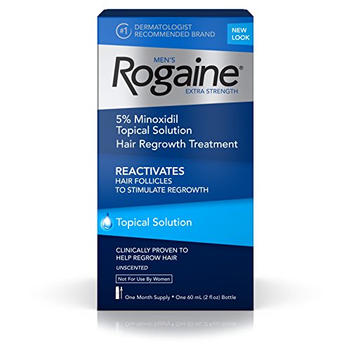 Men's Rogaine Extra Strength 5% Minoxidil Topical Solution for Hair Loss & Hair Regrowth, Topical Hair Regrowth Treatment for Men, Unscented Minoxidil Liquid, 1-Month Supply, 2 fl. oz