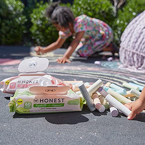 The Honest Company Hydrate + Cleanse Benefit Wipes | Cleansing Multi-Tasking Wipes | 99% Water, Plant-Based, Hypoallergenic | Aloe + Cucumber, 60 Count