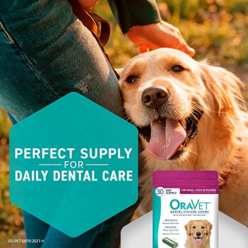 ORAVET Dental Chews for Dogs, Oral Care and Hygiene Chews (Large Dogs, Over 50 lbs.) Pink Pouch, 14 Count