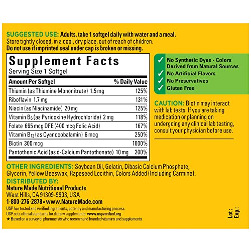 Nature Made Super B Energy Complex, Dietary Supplement for Brain Cell Function Support, 160 Softgels, 160 Day Supply (Packaging May Vary)