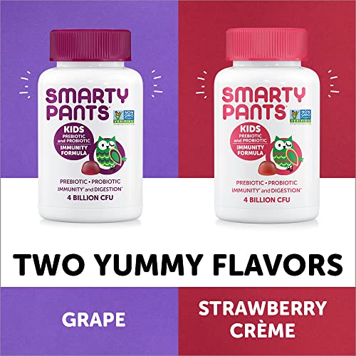 SmartyPants Kids Probiotic Immunity Gummies: Prebiotics & Probiotics for Immune Support & Digestive Comfort, Strawberry Crème Flavor, 60 Gummy Vitamins, 30 Day Supply, No Refrigeration Required