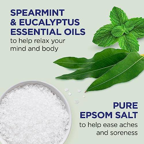 Dr Teal's Foaming Bath with Pure Epsom Salt, Relax & Relief with Eucalyptus & Spearmint, 34 fl oz (Pack of 4) (Packaging May Vary)