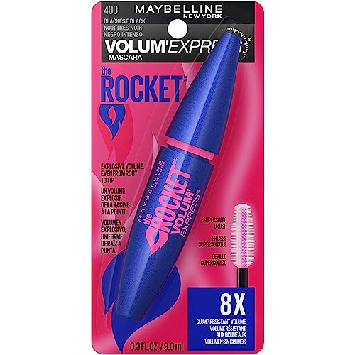 Maybelline New York Volum Express The Rocket Volumizing Washable Mascara, Blackest Black, 1 Count